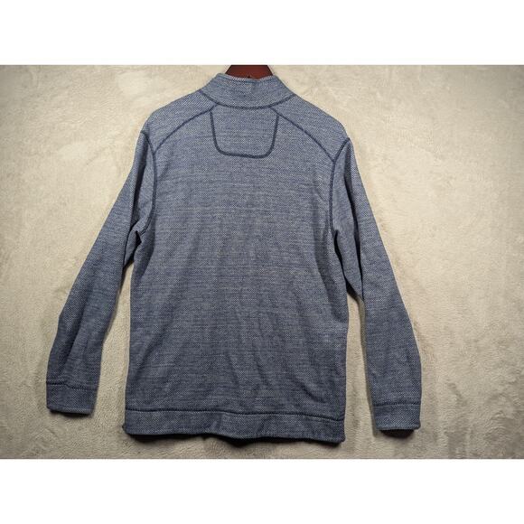 Tommy Bahama Sweater Men MEDIUM Blue Pullover Quarter Zip Reversible Sweatshirt - Picture 8 of 11